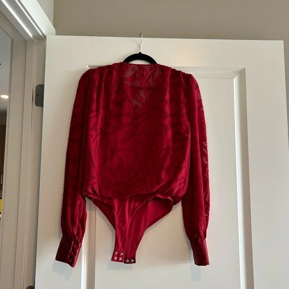 Jonathan Simkhai fil coupe long sleeve bodysuit size small red - Picture 7 of 10